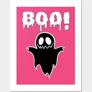 Adorable Ghost with a Playful 'BOO': Halloween Cuteness Unleashed Posters and Art